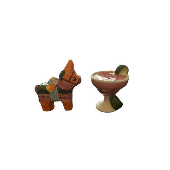 Margarita Glass Lime And Burro/Donkey Salt & Pepper Shakers - Picture 1 of 5